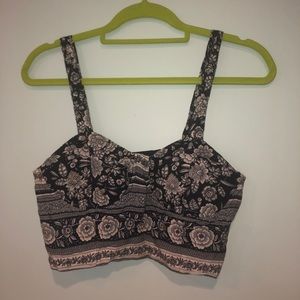 AE Navy and White Crop Top